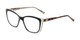 Angle of The Gloria in Black/Leopard, Women's Cat Eye Reading Glasses